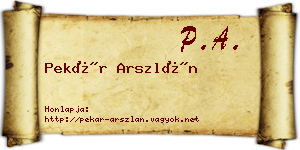 Pekár Arszlán névjegykártya